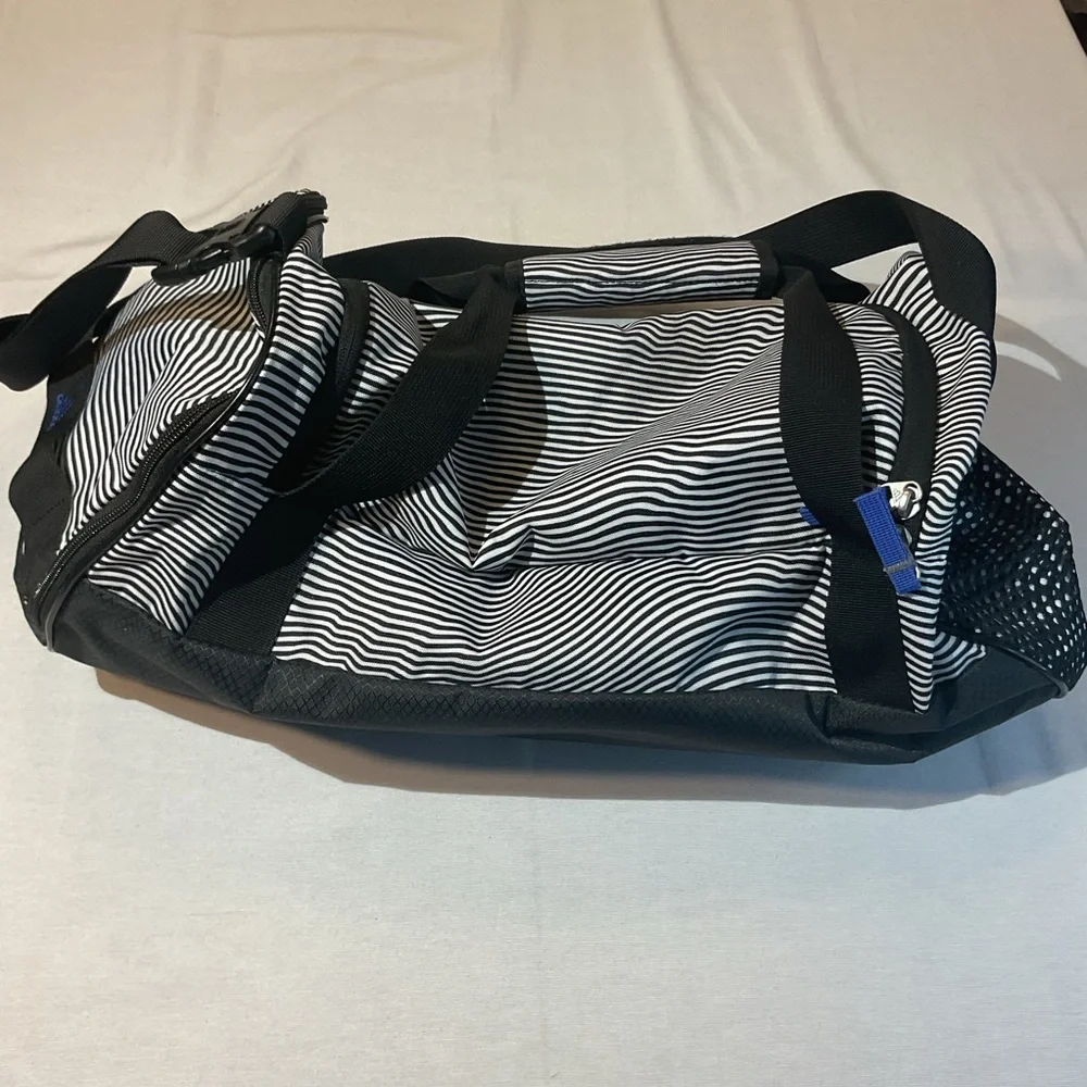 Adidas Squad III Black & White Striped w/Black Accents Duffle Bag Shoulder Strap